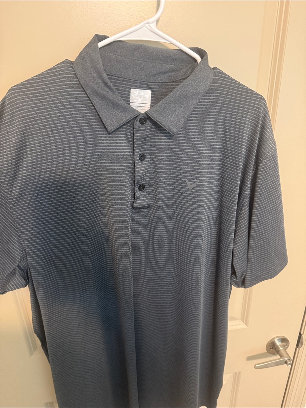 Callaway Men's Heathered Blue-Gray Striped Polo
